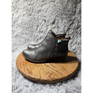 Lucky Brand Women's Size 7.5 Leather Pewter Bartalino Zipper Detail Ankle Boots